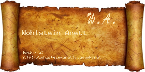 Wohlstein Anett névjegykártya